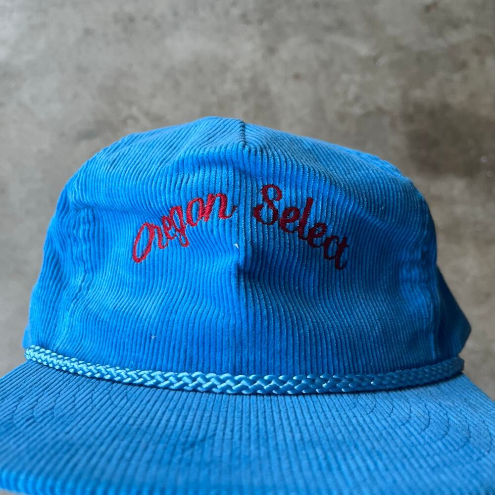 VINTAGE BLUE CORDUROY HAT SNAPBACK 80S 90S